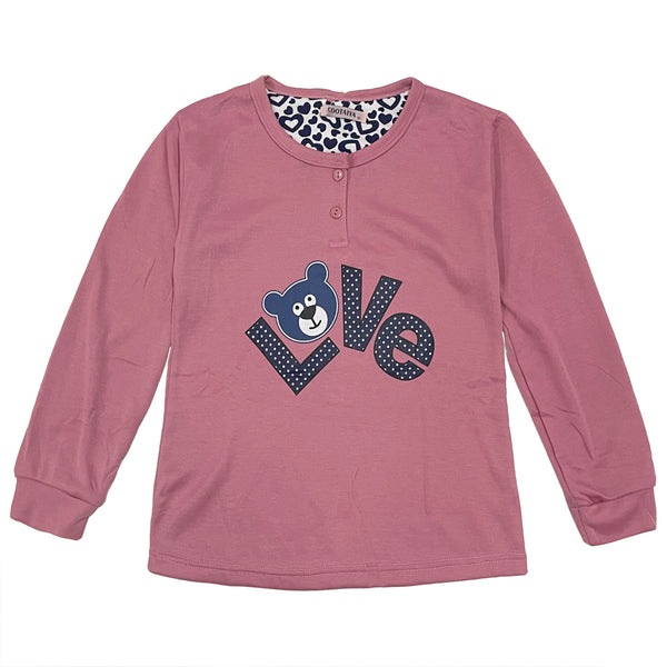 Κοριτσίστικο σετ πιτζάμας LOVE με fleece US-32078 Ροζ