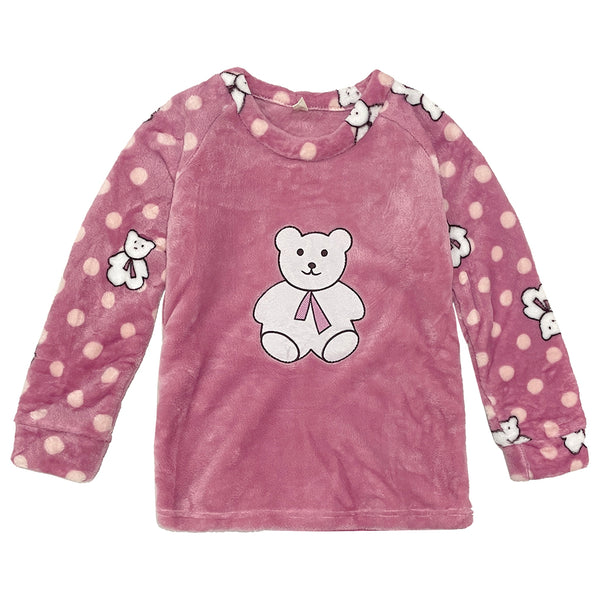 Κοριτσίστικο σετ πιτζάμας FLEECE με αρκουδάκι US-90698 ροζ