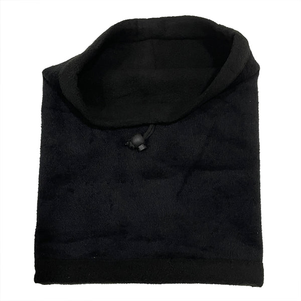 ustyle Κασκόλ λειμού περιλαίμιο fleece διπλής όψης με ρυθμιζόμενο κορδονάκι μαύρο US-32526