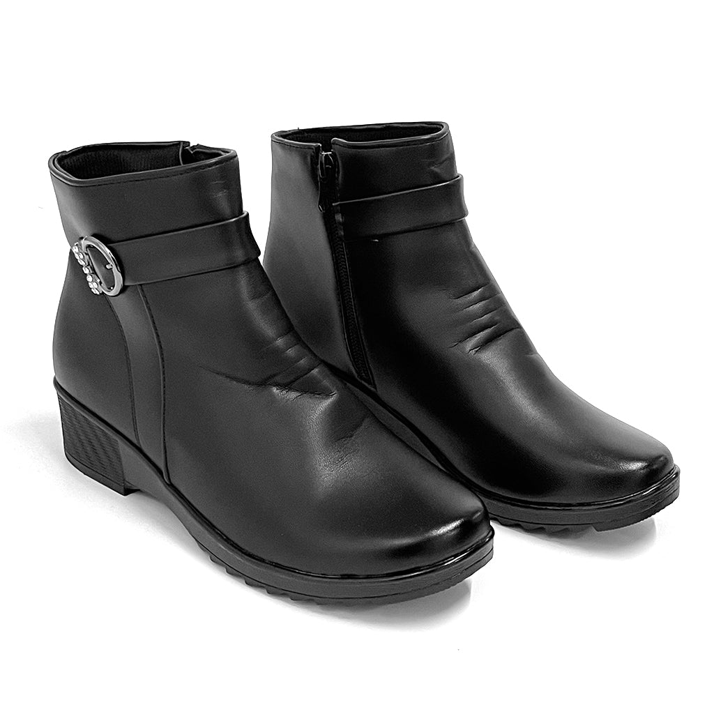 ustyle Γυναικεία μποτάκια με πλατφόρμα 4 εκ σε μαύρο GM-88908