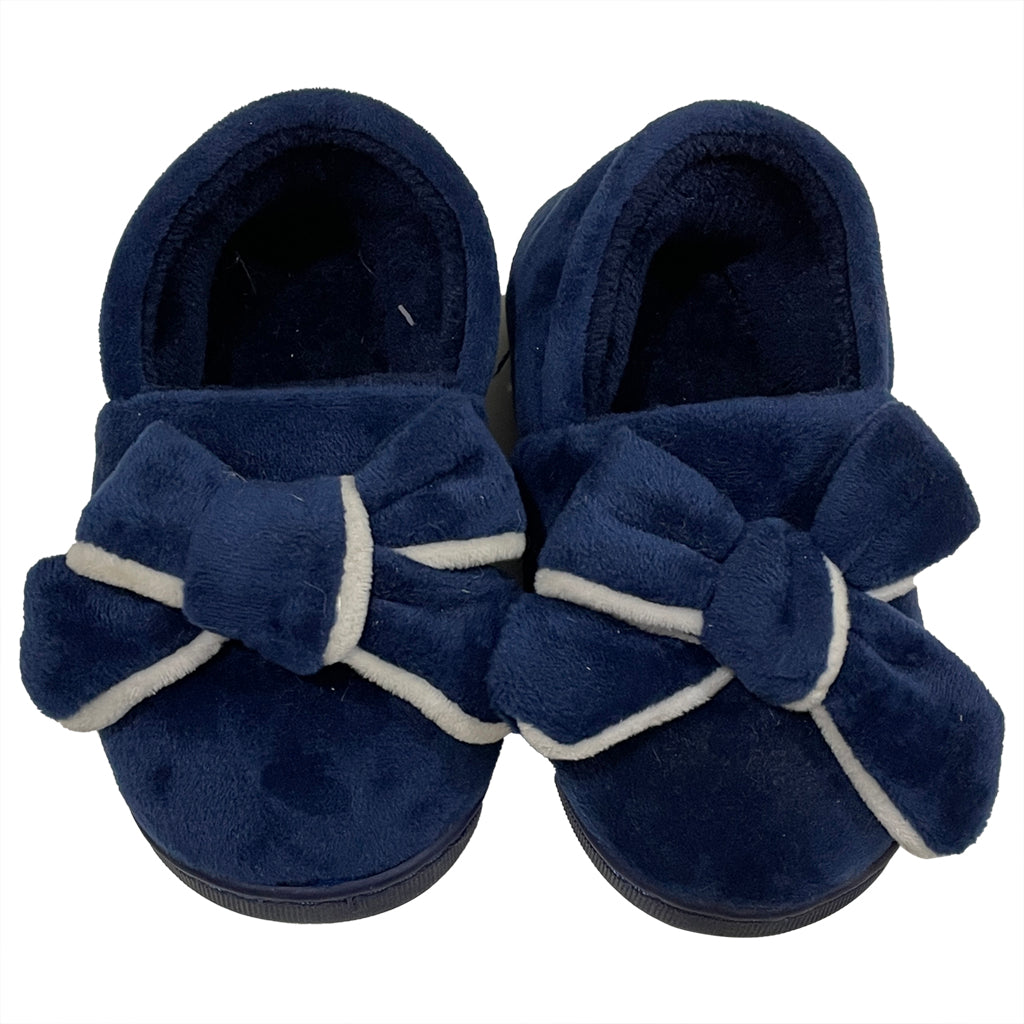 ustyle Κοριτσίστικες παντόφλες κλειστές χειμερινές με φιόγκο Μπλε US-8642