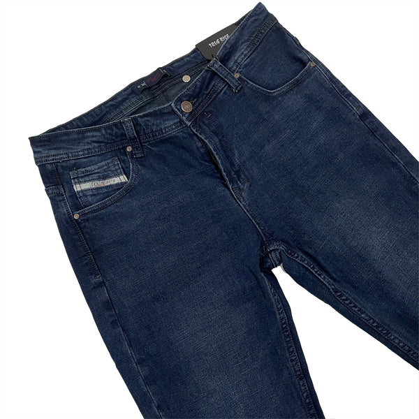 ustyle Ανδρικό παντελόνι τζιν ίσια γραμμή ελαστικό US-1318 Μπλε σκούρο