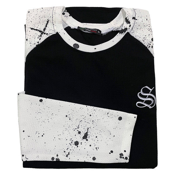Ανδρική μπλούζα μακρυμάνικη Δίχρωμο US-16299 Μαύρο/Λευκό