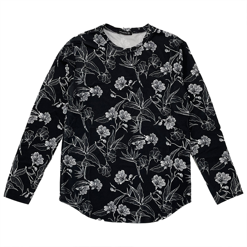 Ανδρική μπλούζα μακρυμάνικη floral print US-16250 Μαύρο