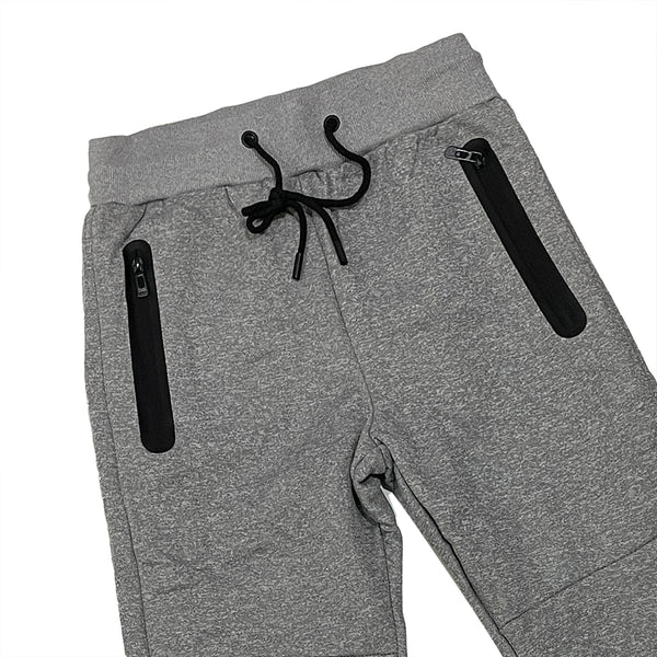Ανδρικό χειμωνιάτικο παντελόνι φόρμας joggers με φλις Γκρι US-70068