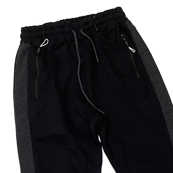Ustyle Ανδρικό παντελόνι φόρμας joggers με φλις δίχρωμο US-34592 Μαύρο