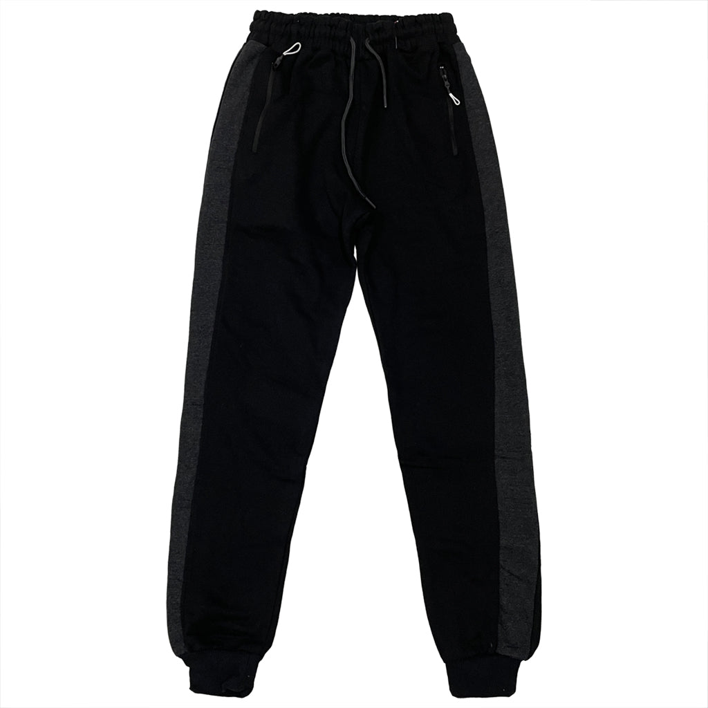 Ανδρικό παντελόνι φόρμας joggers με φλις δίχρωμο US-34592 Μαύρο