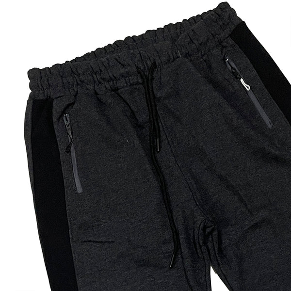 Ustyle Ανδρικό παντελόνι φόρμας joggers με φλις δίχρωμο US-34592 Γκρι
