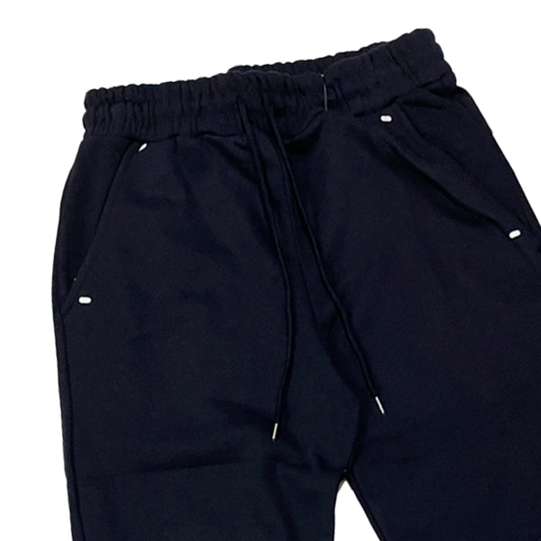 Ανδρικό παντελόνι φόρμας joggers με φλις μπλε US-35259