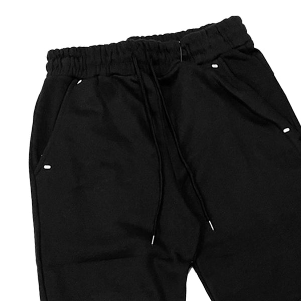Ανδρικό παντελόνι φόρμας joggers με φλις Μαύρο US-35259