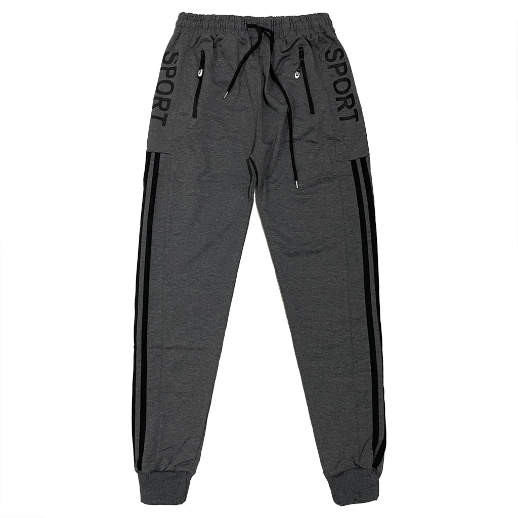 Ustyle Ανδρικό παντελόνι φόρμας joggers 100% βαμβάκι με σχέδιο στο πλάι US-283746 γκρι