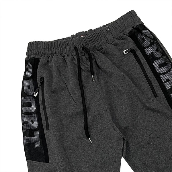 Ustyle Ανδρικό παντελόνι φόρμας joggers βαμβακερό με πλαϊνά σχέδια US-896723 γκρι