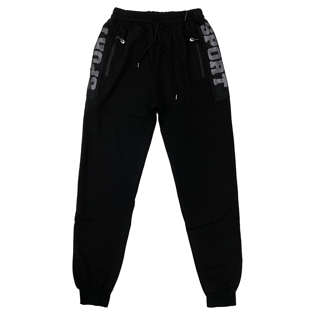 Ustyle Ανδρικό παντελόνι φόρμας joggers βαμβακερό με πλαϊνά σχέδια US-896723 Μαύρο