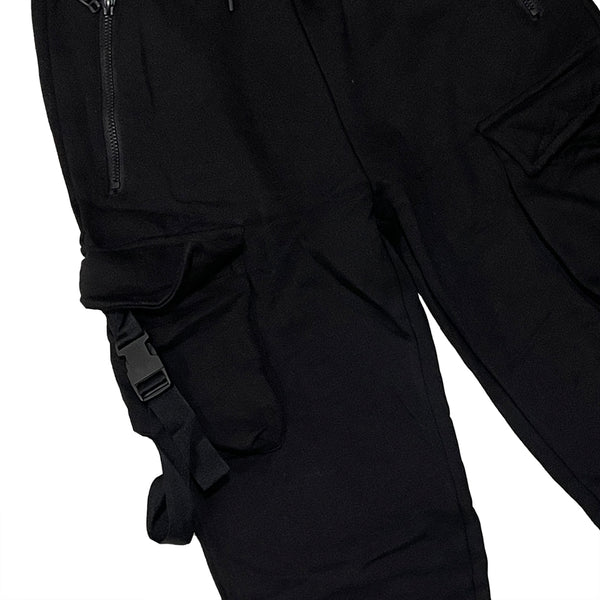Ανδρικό χειμωνιάτικο παντελόνι φόρμας CARGO με πλαϊνές τσέπες US-51398 Μαύρο