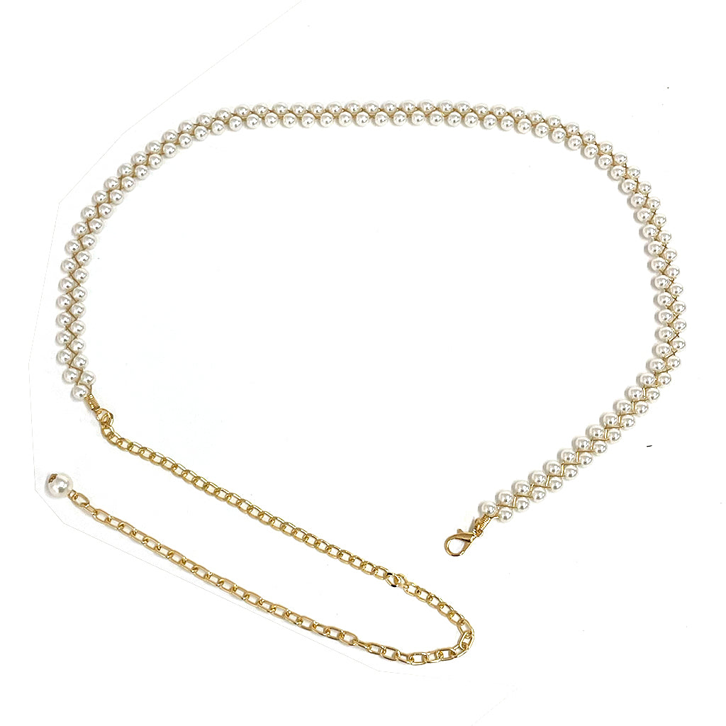 Ustyle Γυναικεία ζώνη αλυσίδα με πέρλες χρυσό 245958-1