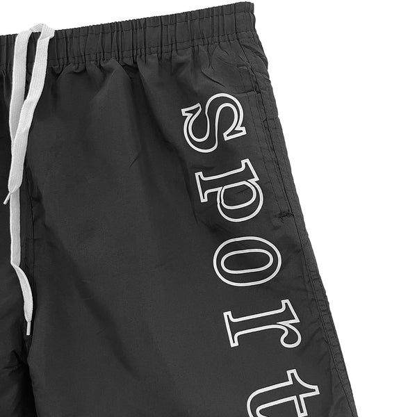 Ustyle Ανδρικό μαγιό σορτς με σχέδιο Sport μαύρο 8938