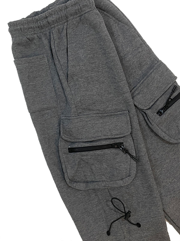 Ustyle Ανδρικό χειμωνιάτικο παντελόνι φόρμας CARGO με πλαϊνές τσέπες US-5131 γκρι