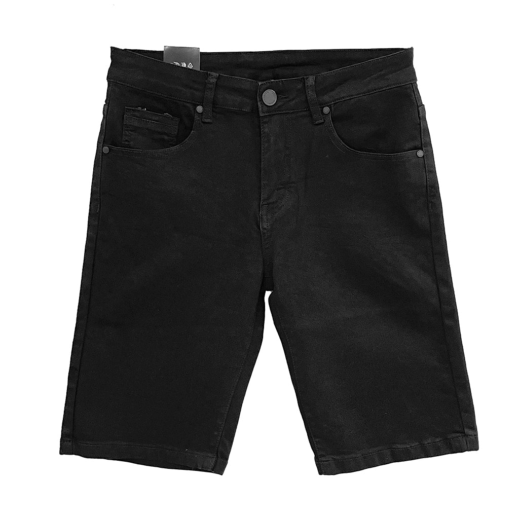 Ustyle Ανδρική τζιν βερμούδα ελαστική slim fit σε μαύρο 8718