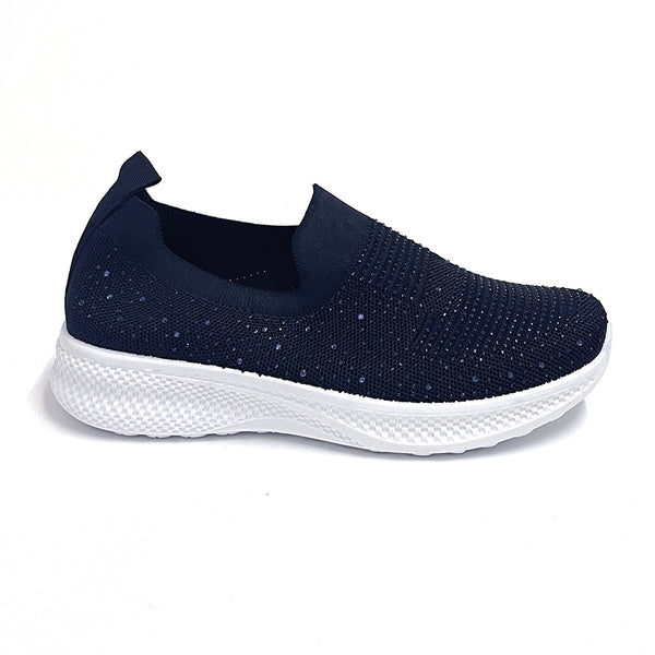 ustyle Γυναικεία αθλητικά παπούτσια slip on χωρίς κορδόνια με στρας σε μπλε 91358