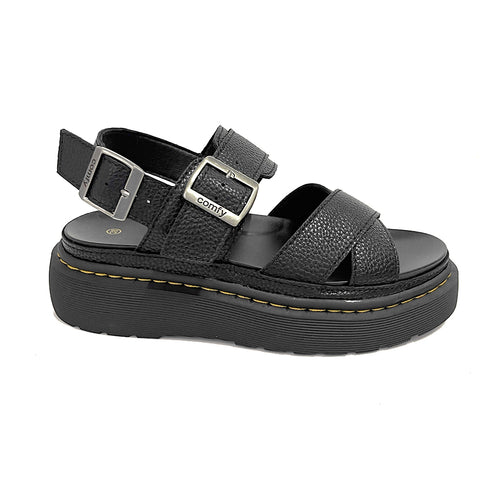ustyle Γυναικεία σανδάλια flatforms με χιαστί λουράκια σε μαύρο 53638