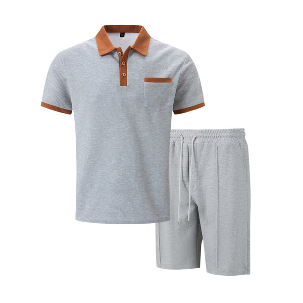 ustyle Ανδρικό σετ polo με βερμούδα Γκρι US-4078