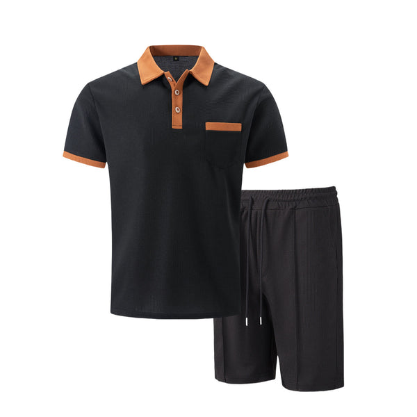 ustyle Ανδρικό σετ polo με βερμούδα Μαύρο US-4078
