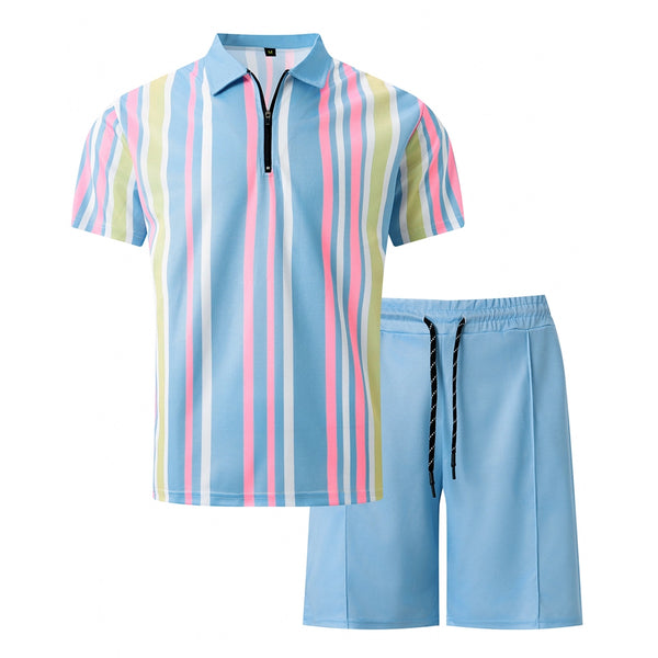 ustyle Ανδρικό σετ polo με βερμούδα Μπλε 4006