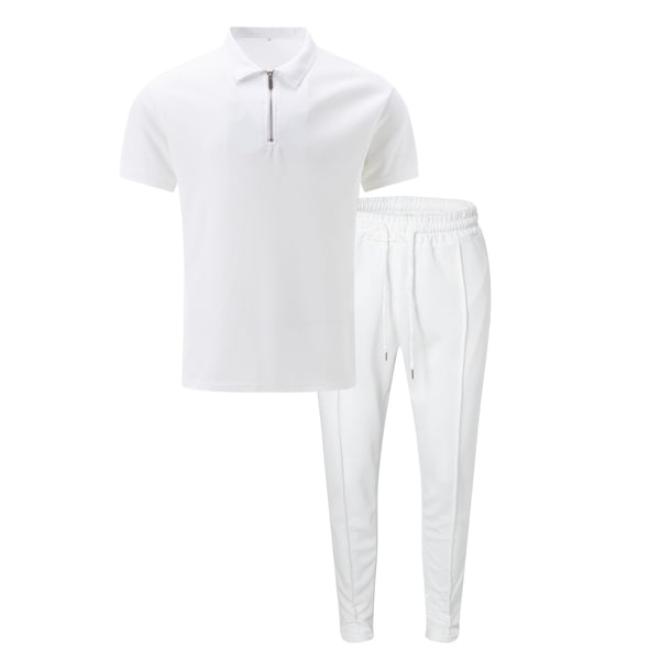 ustyle Ανδρικό σετ polo με φόρμα Λευκό US-4058