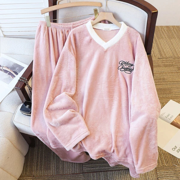 USTYLE Γυναικείο Σετ Πιτζάμας Fleece Ροζ US-1223