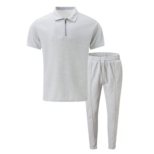 ustyle Ανδρικό σετ polo με φόρμα Γκρι US-4058