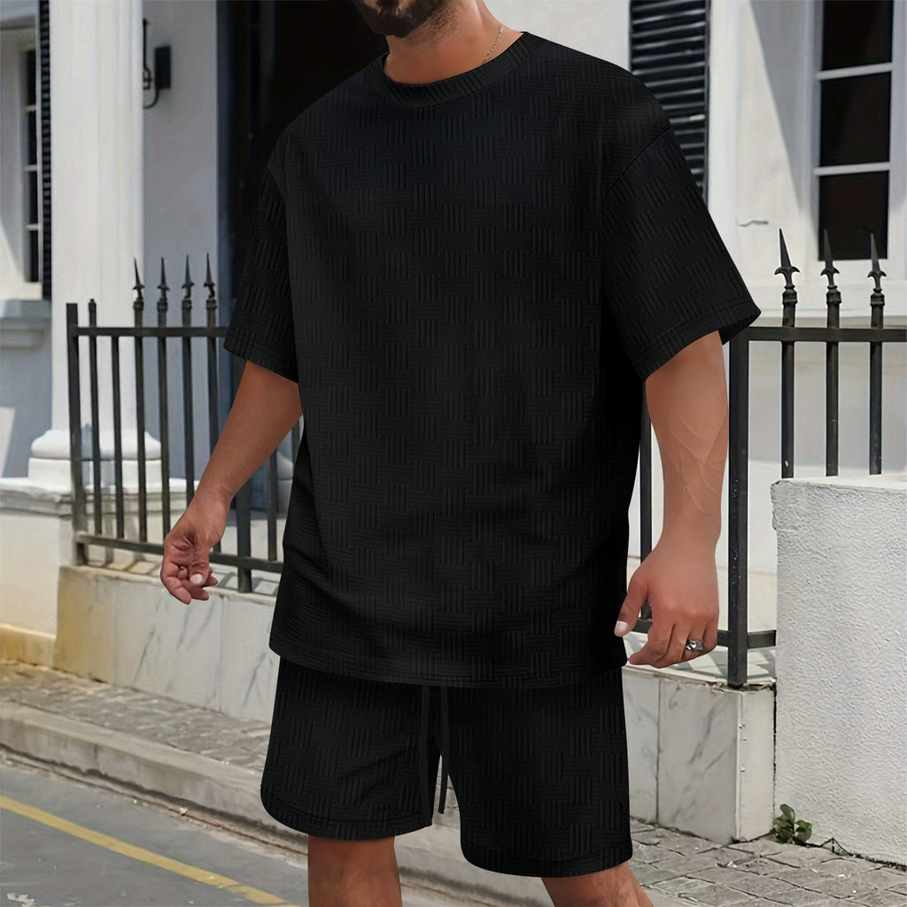 ustyle Ανδρικό καλοκαιρινό σετ T-Shirt με βερμούδα Μαύρο US-4075