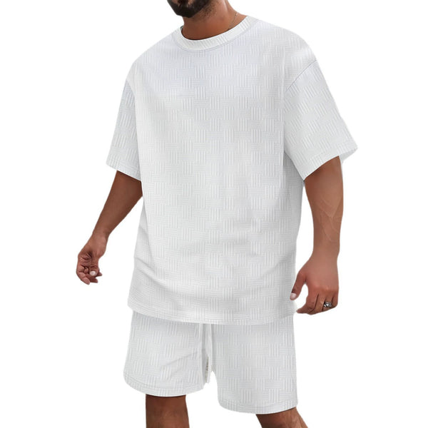 ustyle Ανδρικό καλοκαιρινό σετ T-Shirt με βερμούδα Λευκό US-4075