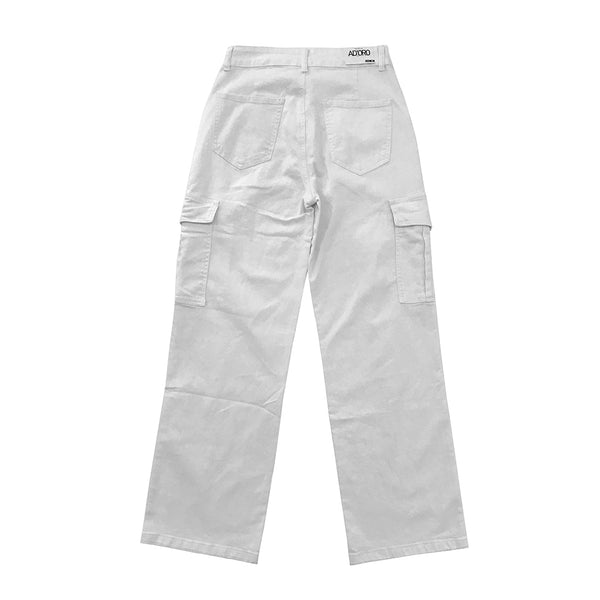 ustyle Γυναικείο παντελόνι τζιν ψηλόμεσο cargo λευκό US-SJ1178-2