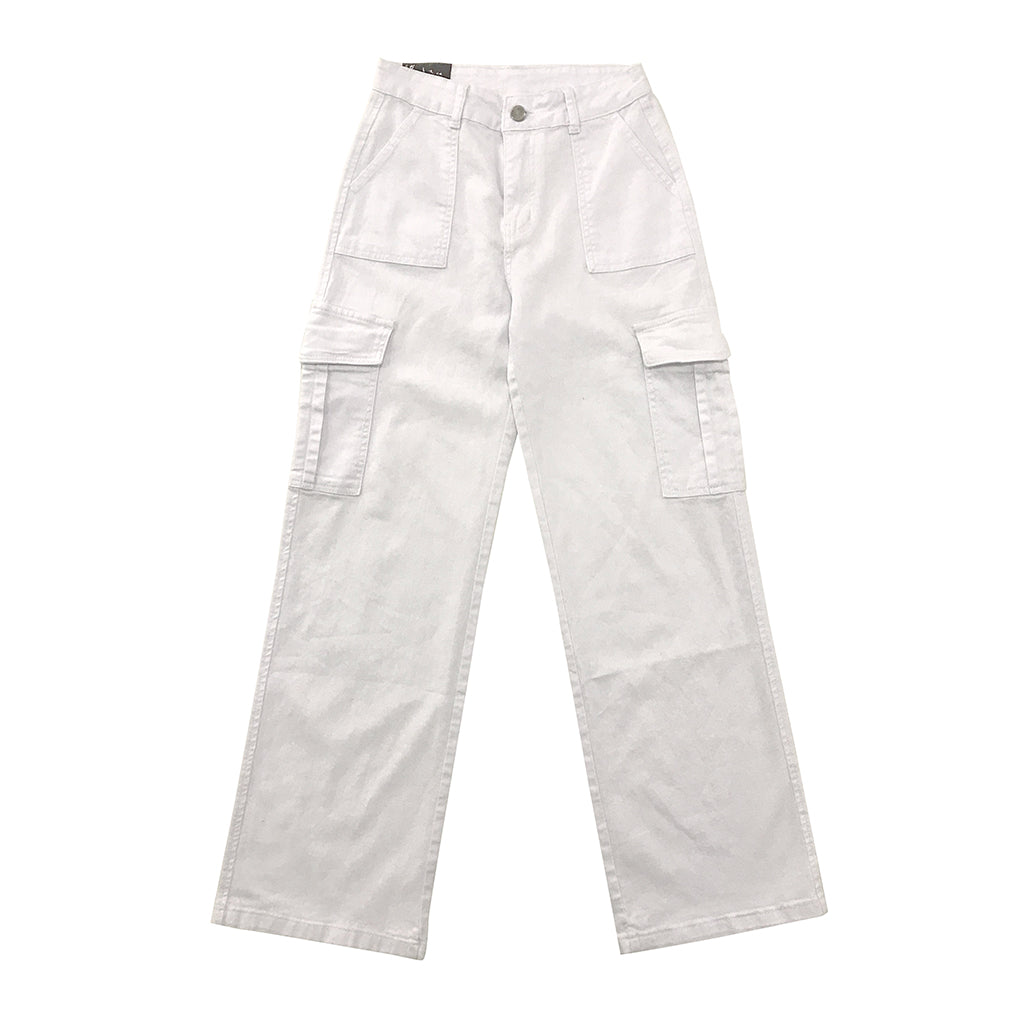 ustyle Γυναικείο παντελόνι τζιν ψηλόμεσο cargo λευκό US-SJ1178-2