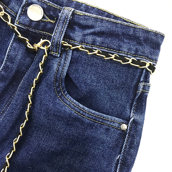 ustyle Γυναικείο παντελόνι τζιν ψηλόμεσο μπλε US-SJ934